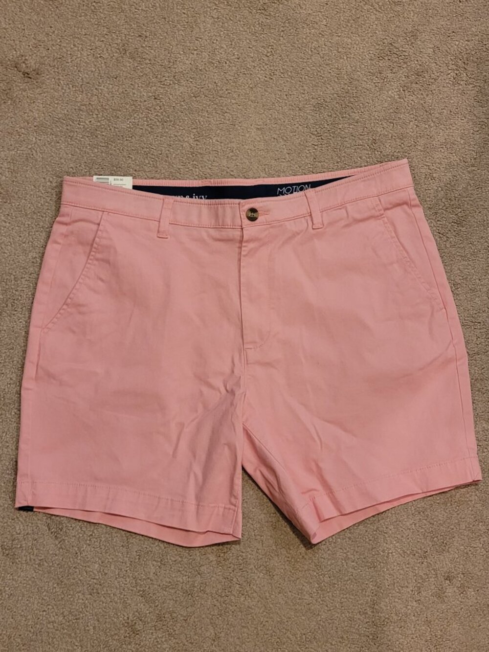 Men's Crown & Ivy Sprite Pink Motion Flex Shorts - Size 38 - 7" inseam